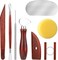 8PCS Stained Wooden Pottery Sculpting Tools, Wood Clay Cleaning Tool Set